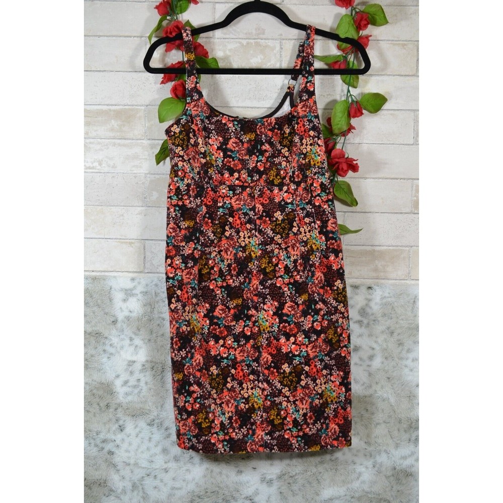 New Wild Fable  S Corduroy Mini Dress Brown Flower Print Back Zipper $28 Juniors